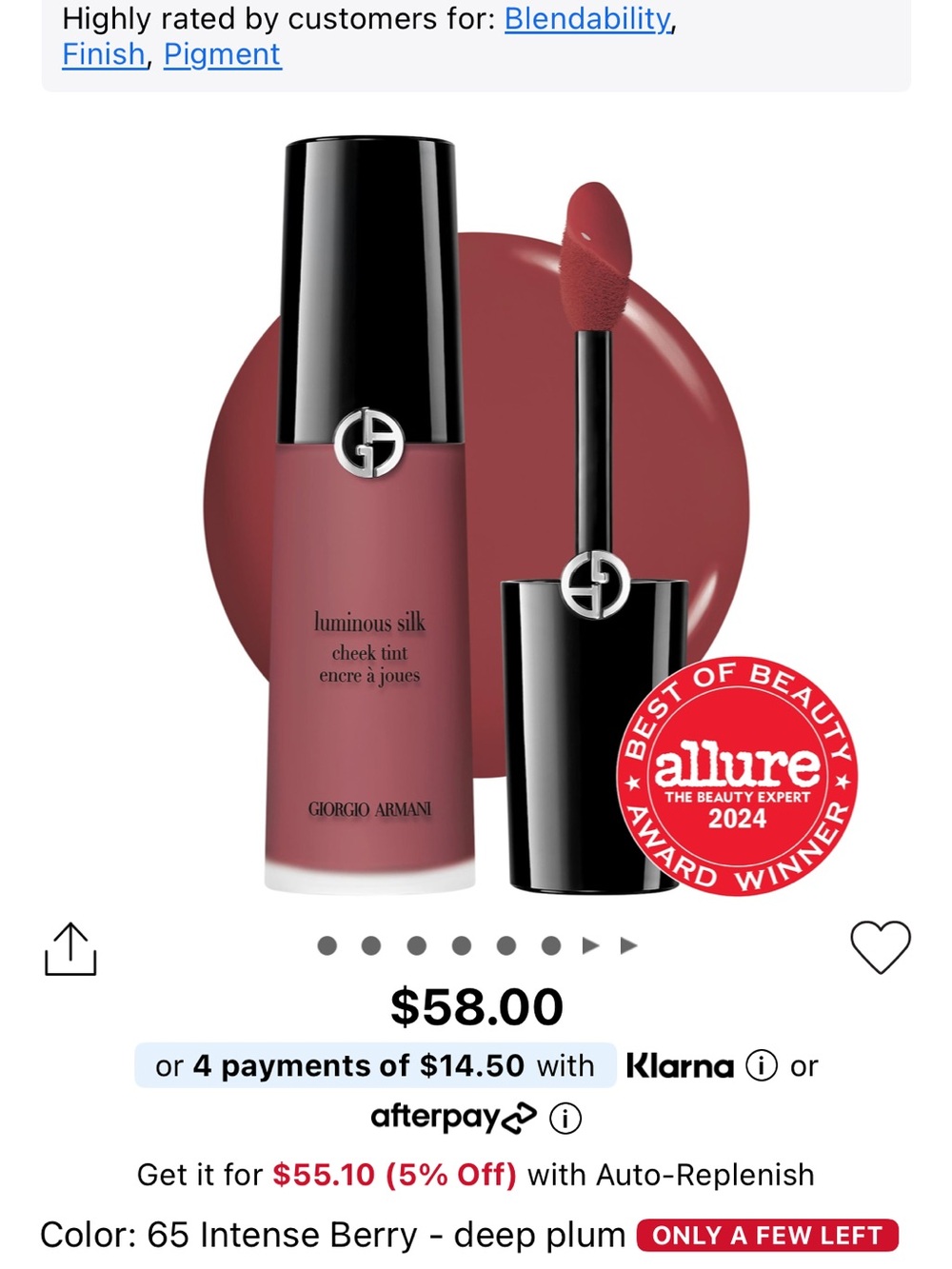 Giorgio Armani Luminous Silk Cheek Tint — Dusty Rose